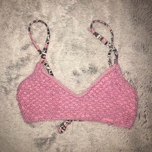 Pink crochet bikini top